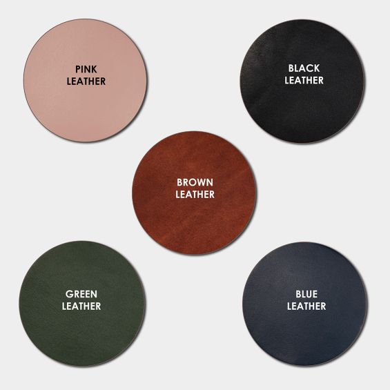 Silver Brass Leather Cabinet Handles in Green