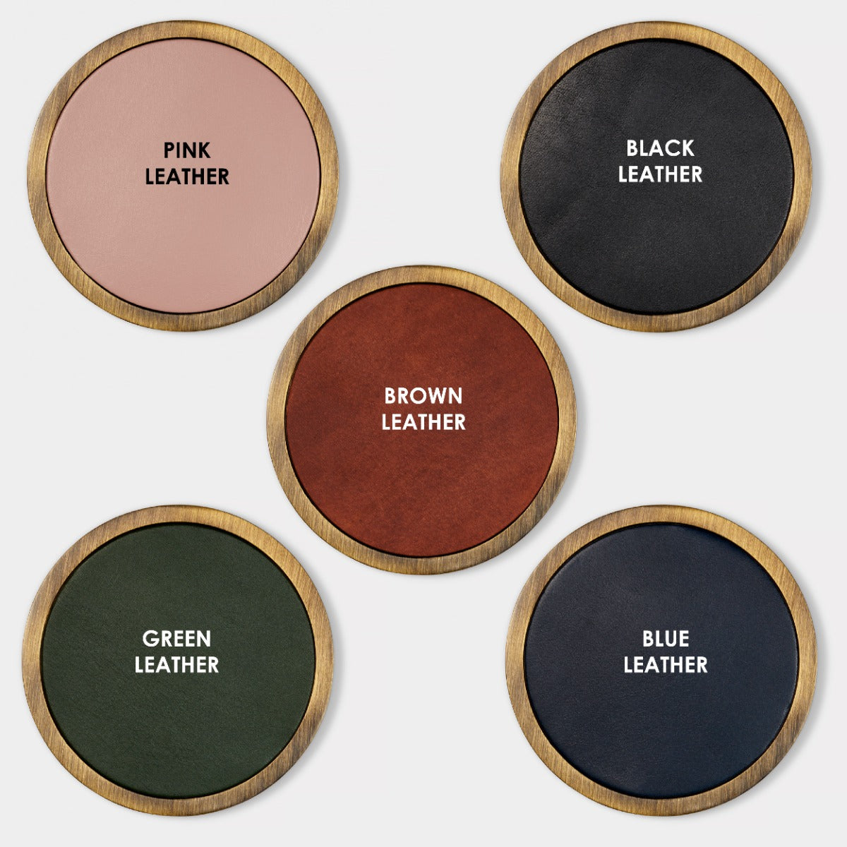 Personalised Name Brass & Leather Door Plaque in Antique Gold