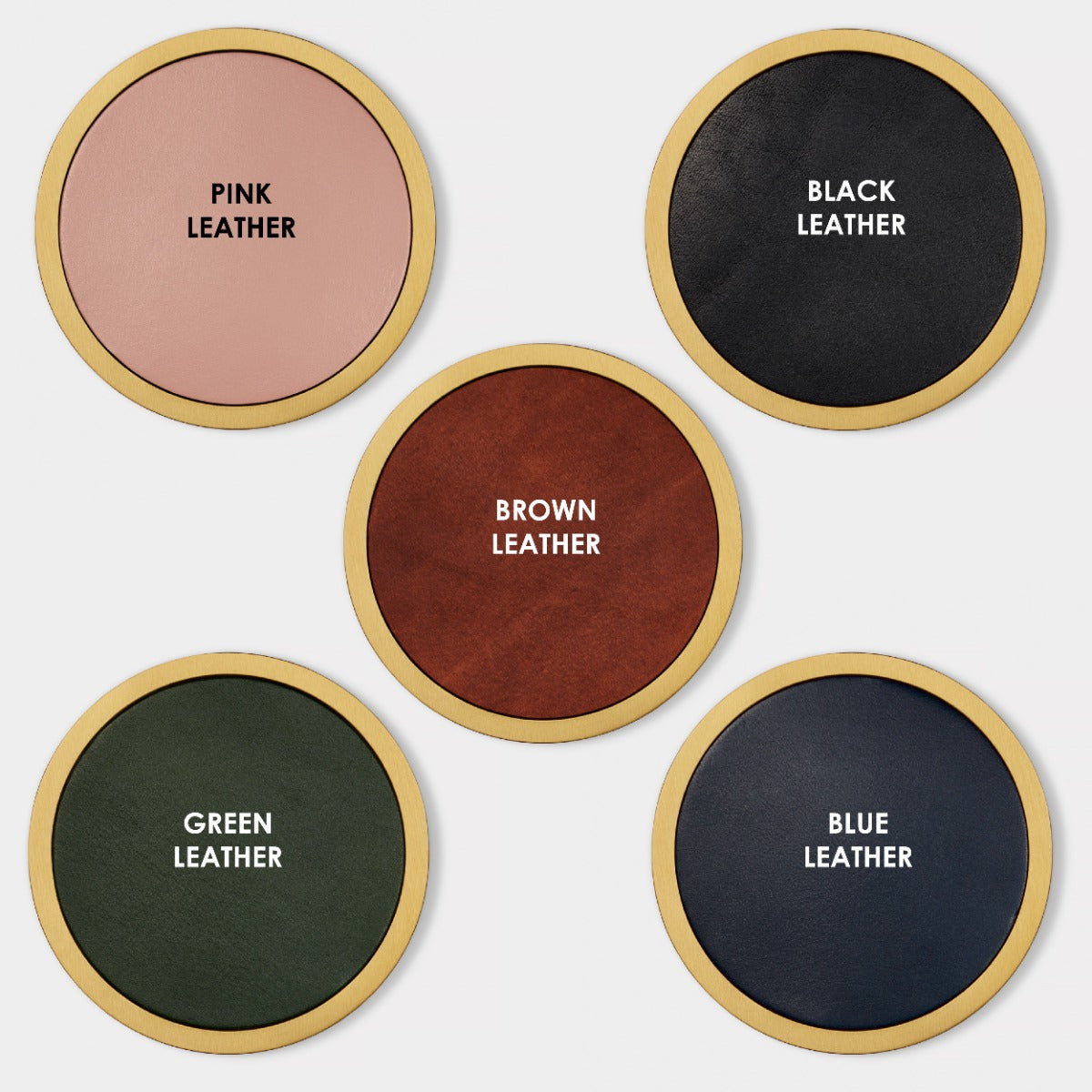 Brass & Leather Number Door Plaque in Gold