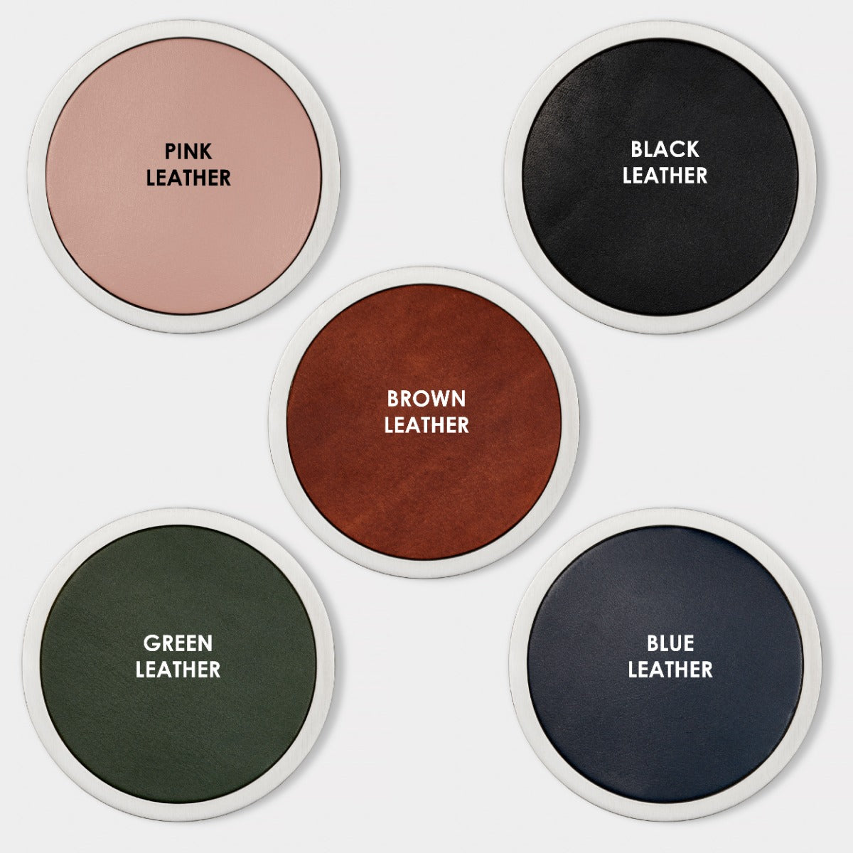 Personalised Name Brass & Leather Door Plaque in Silver