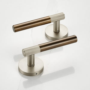Brass Linear Lever Handle in Antique and Silver
