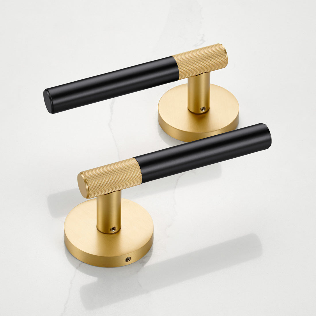 Brass Linear Lever Handle in Black and Gold