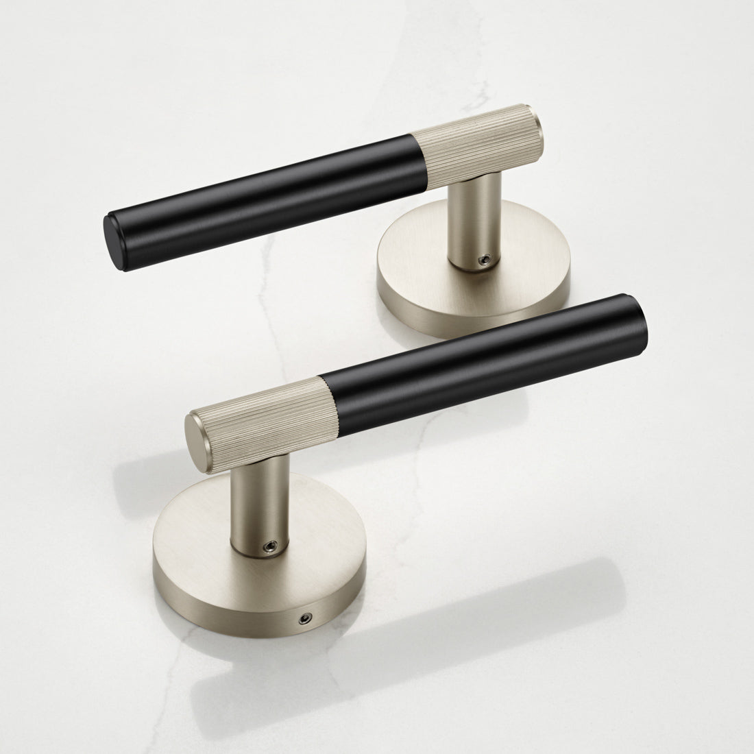 Brass Linear Lever Handle in Black and Silver