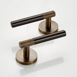 Brass Linear Lever Handle in Bronze and Antique Gold