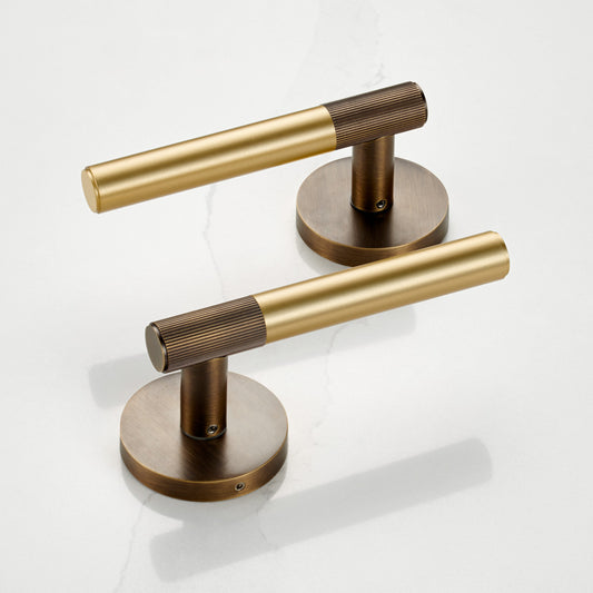 Brass Linear Lever Handle in Gold and Antique Gold