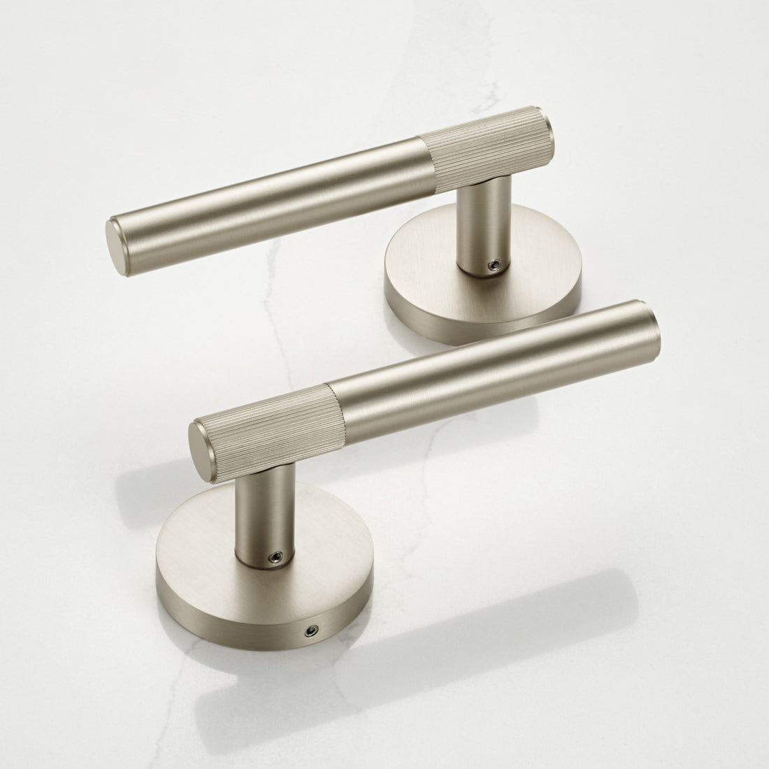 Brass Linear Lever Handle in Silver