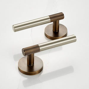 Brass Linear Lever Handle in Silver and Antique Gold