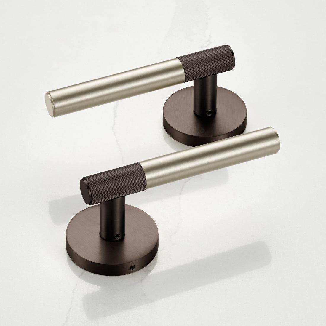 Brass Linear Lever Handle in Silver and Bronze