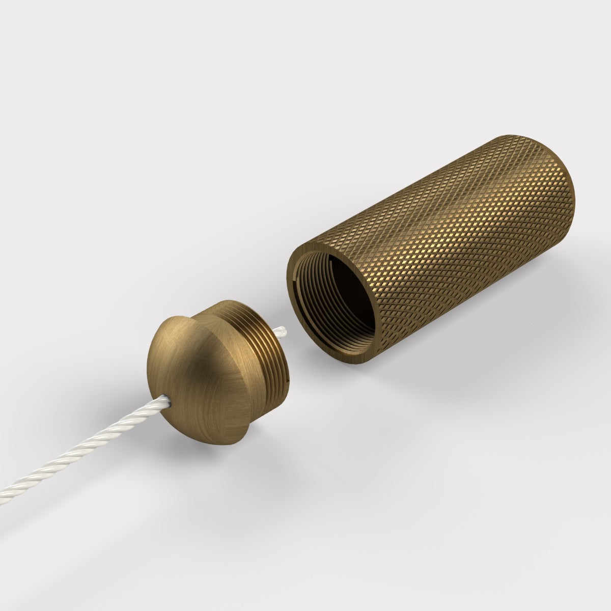 Brass Knurled Pull Cord Light Switch in Antique