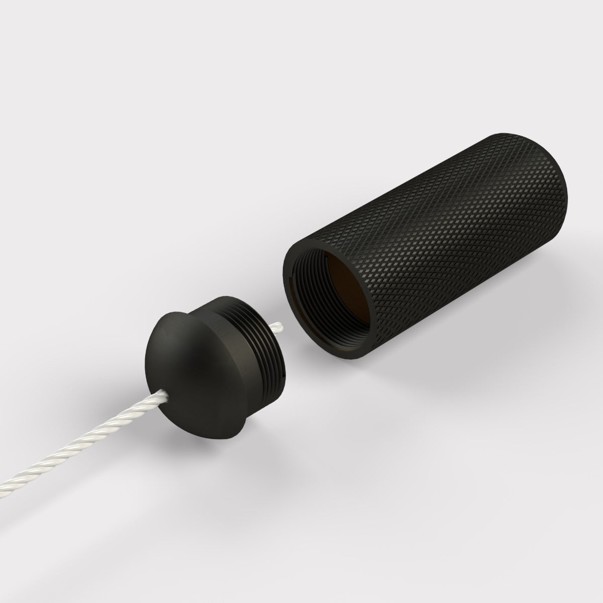 Brass Knurled Pull Cord Light Switch in Black