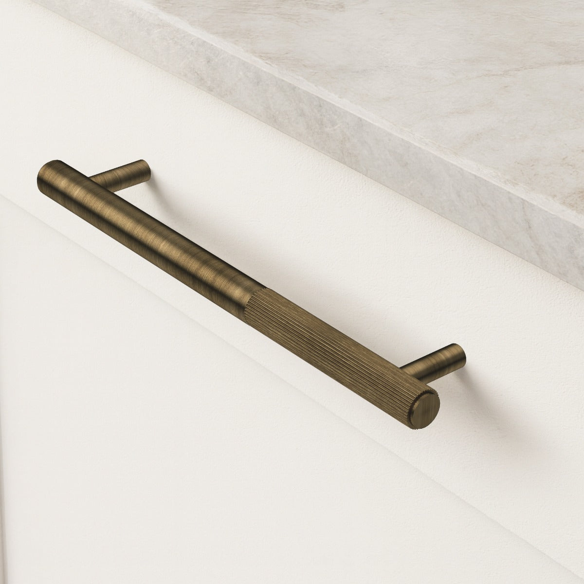 Brass Linear Cabinet Handle in Antique