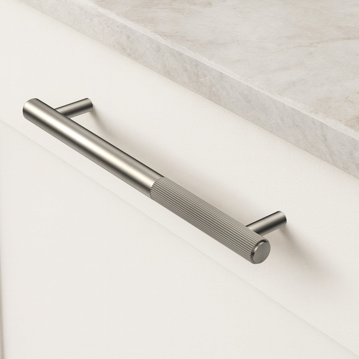 Silver Brass Linear Cabinet Handle with Tip in Antique