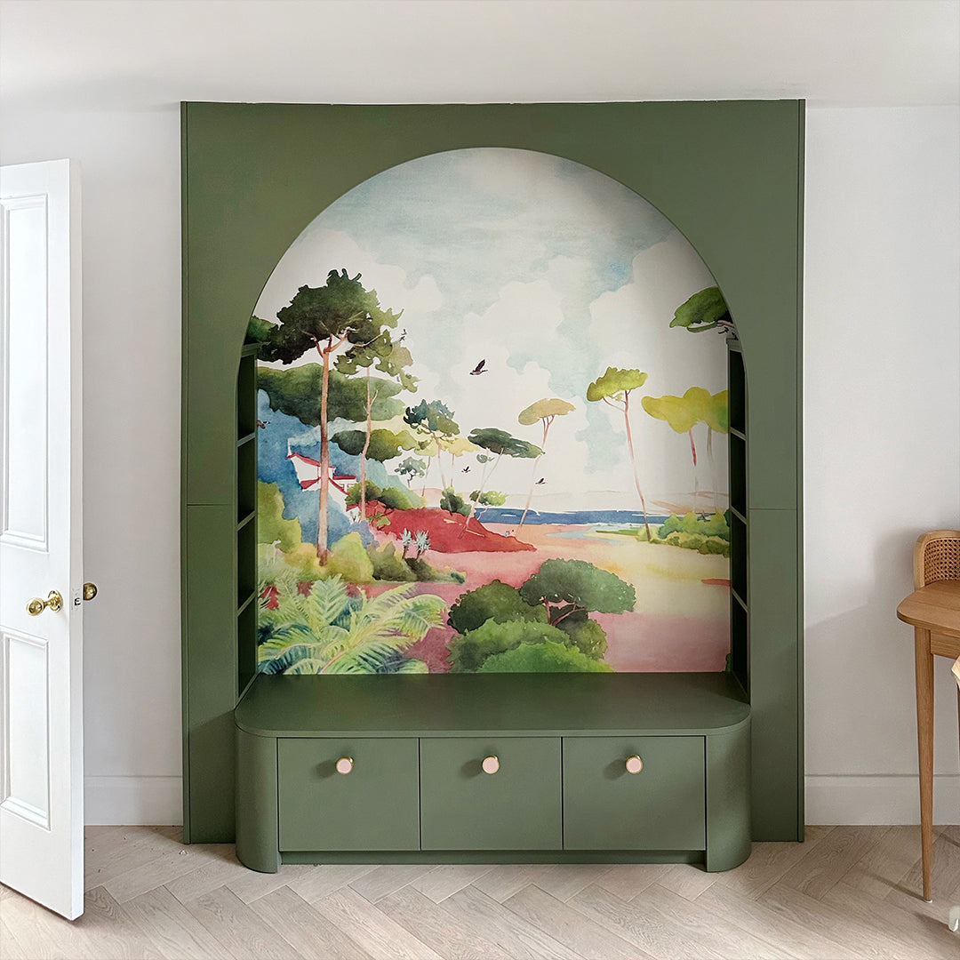 Brass & Pink Leather Round Door Knobs in Gold