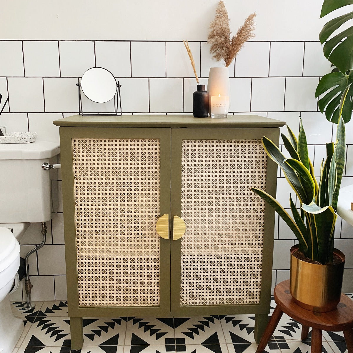 Small Solid Brass Striped Half Moon Handles in Gold