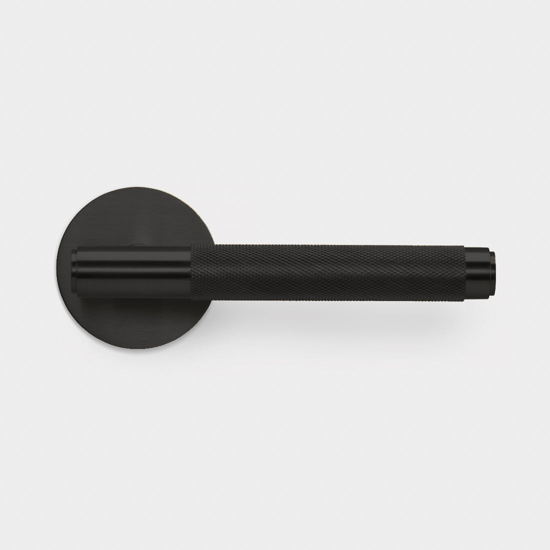 Brass Knurled Lever Door Handle in Black