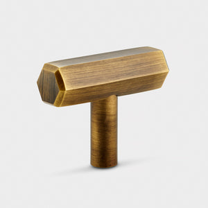 Solid Brass Hexagonal T Bar Handles in Antique