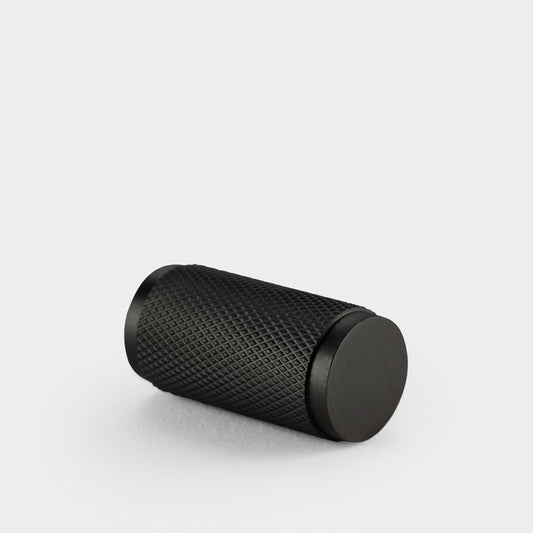 Brass Knurled Cylinder Pulls in Black