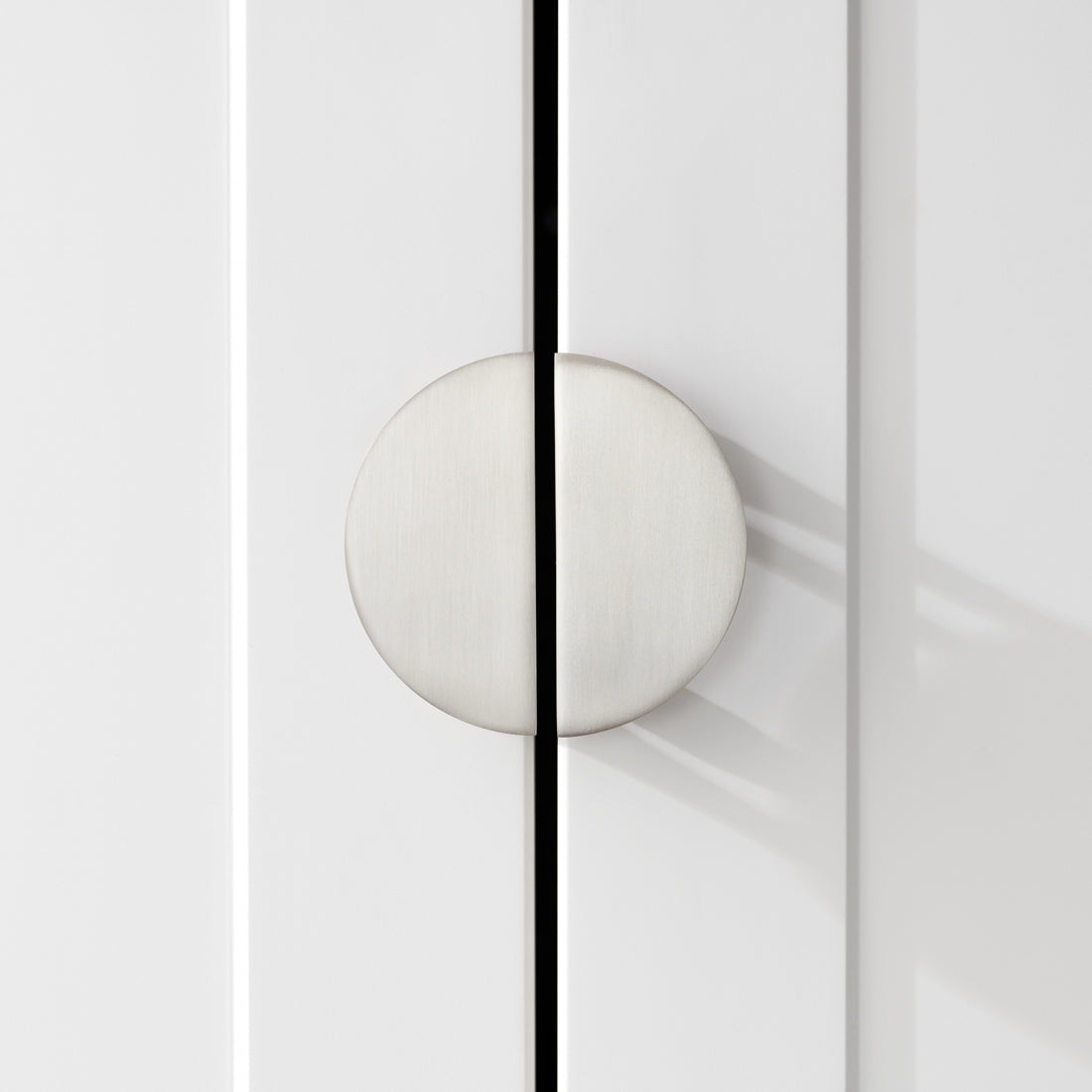 Small Solid Brass Half Moon Handles in Silver