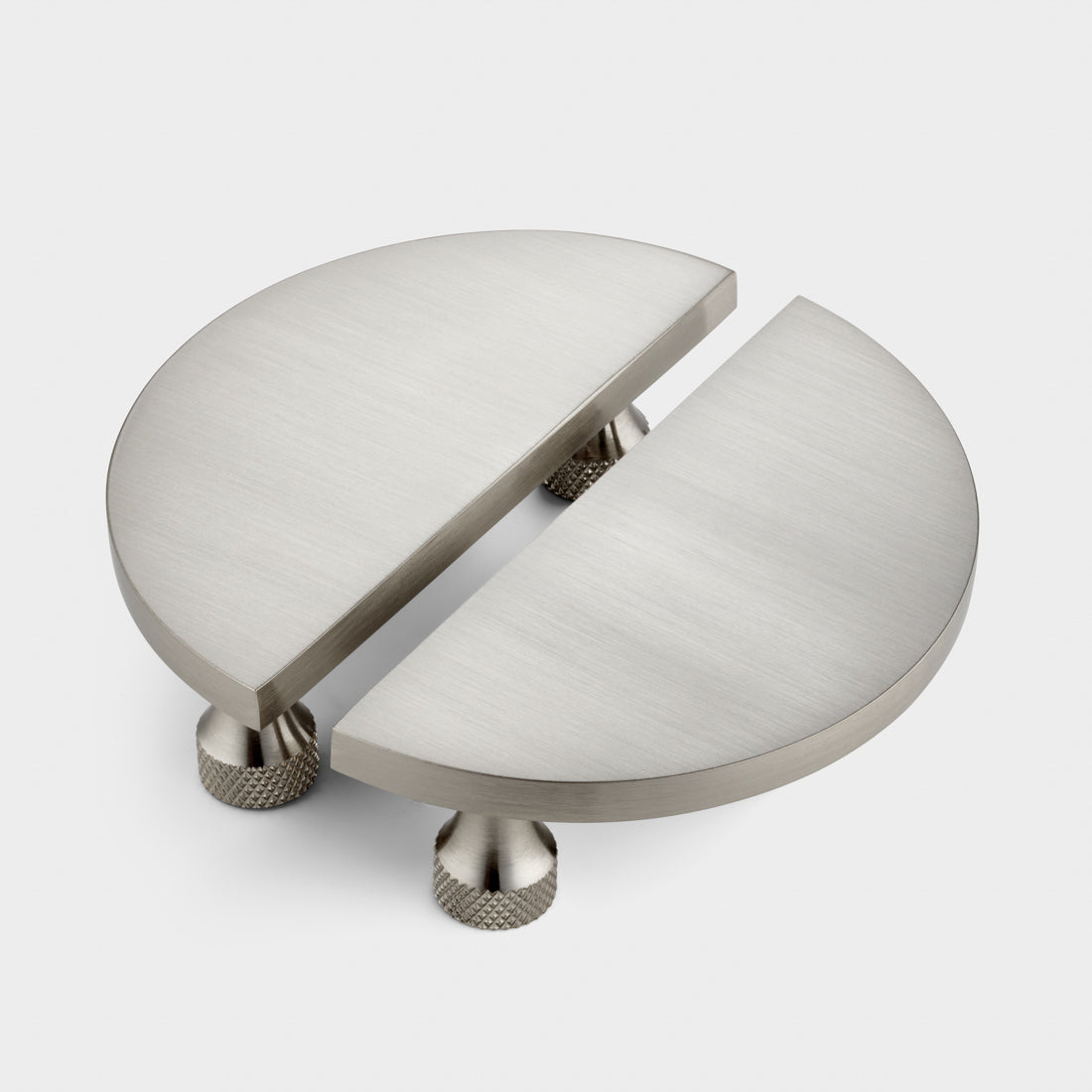 Small Solid Brass Half Moon Handles in Silver