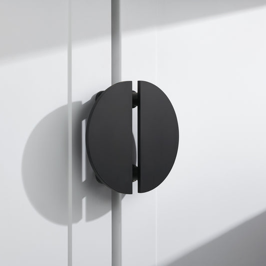 Large Solid Brass Half Moon Handles in Black