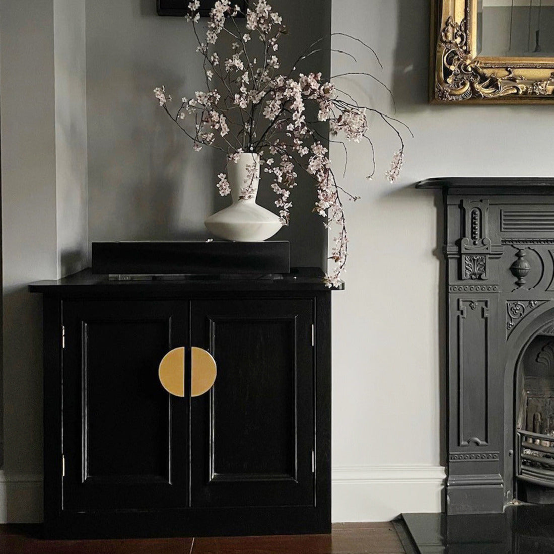 Large Solid Brass Half Moon Handles in Gold