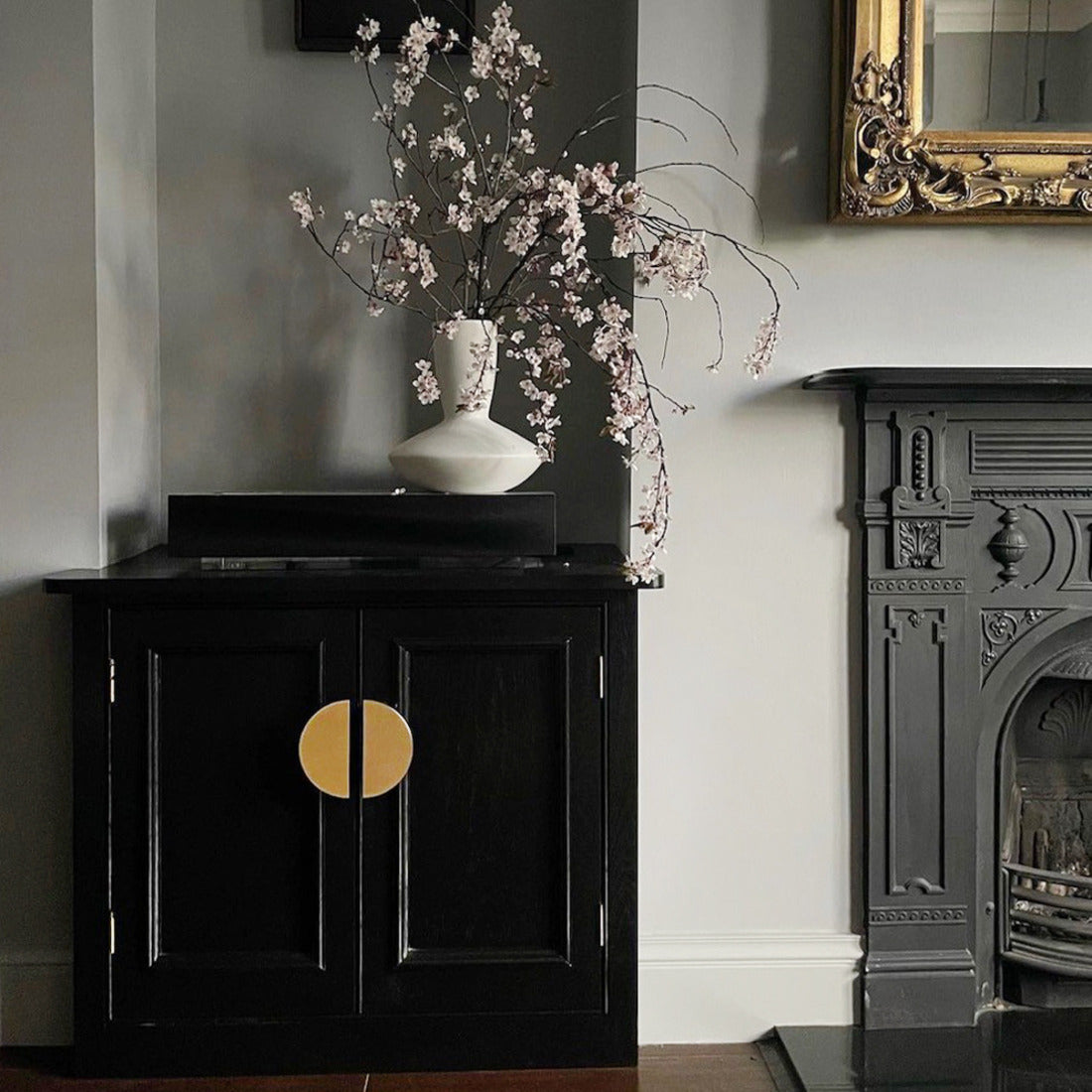 Small Solid Brass Half Moon Handles in Gold