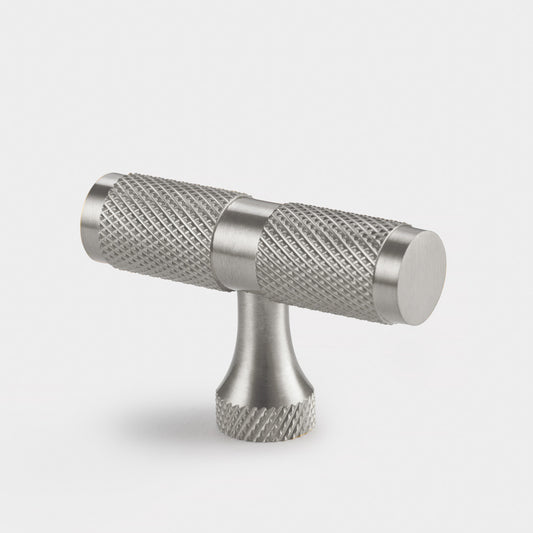Brass Knurled T Bars in Silver