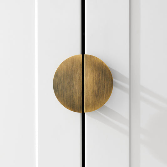 Small Solid Brass Half Moon Handles in Antique