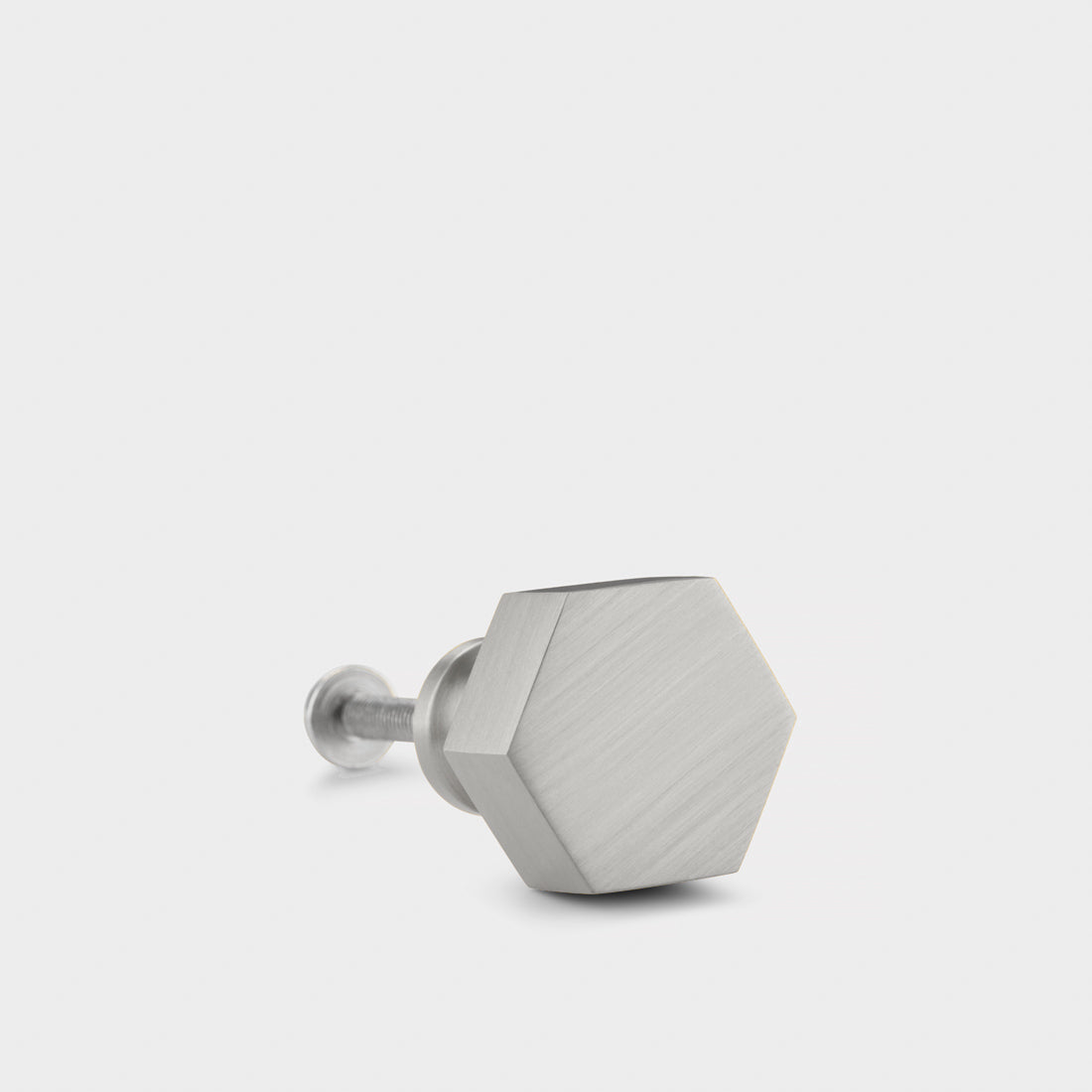 Small Solid Brass Hexagonal Door Knobs in Silver