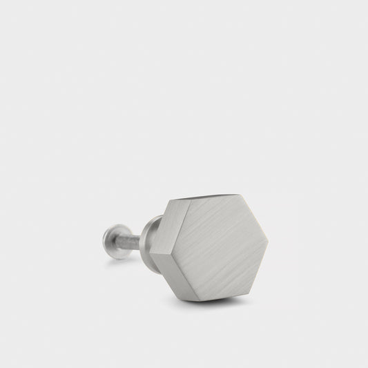 Small Solid Brass Hexagonal Door Knobs in Silver