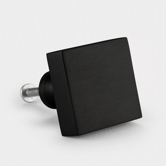 Brass Square Door Knobs in Black
