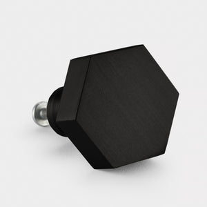 Brass Hexagonal Door Knobs in Black