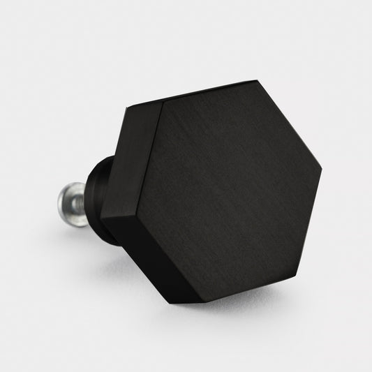Brass Hexagonal Door Knobs in Black