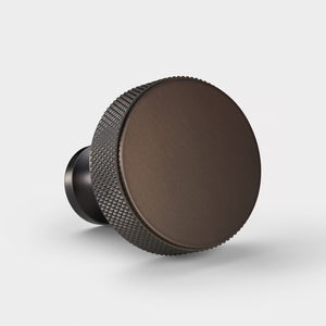 Brass Knurled Round Door Knobs in Bronze