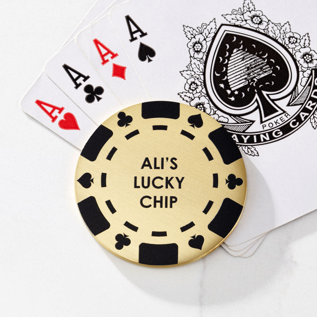 Personalised Brass Poker Chip in Gold