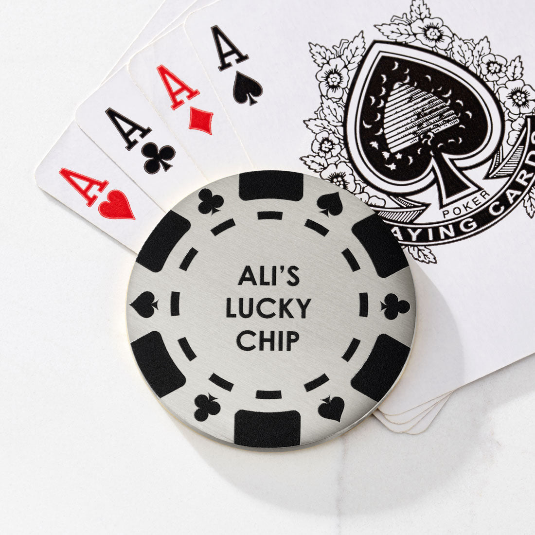 Personalised Brass Poker Chip in Silver
