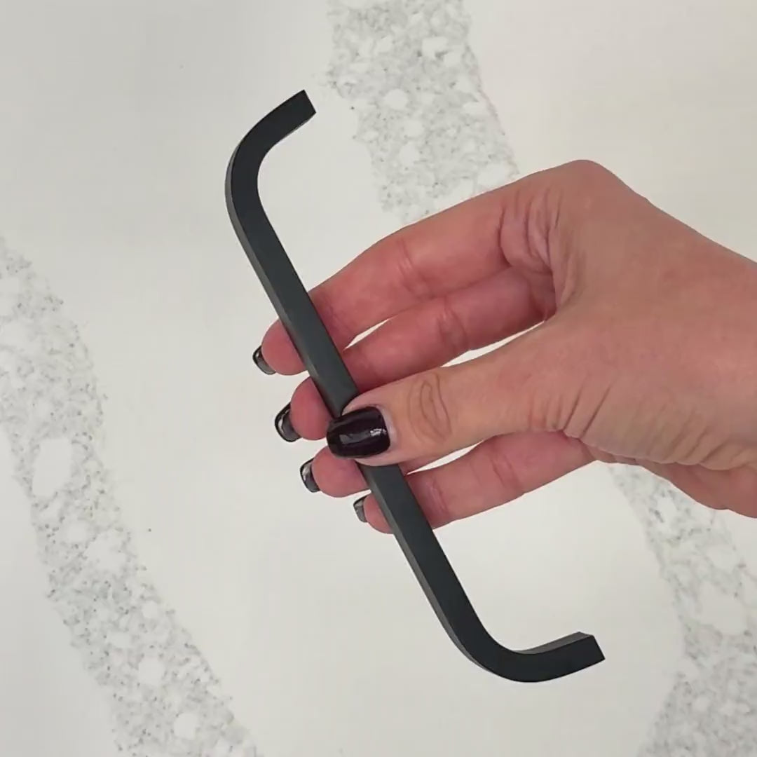 Brass Curved Cabinet Handles in Black