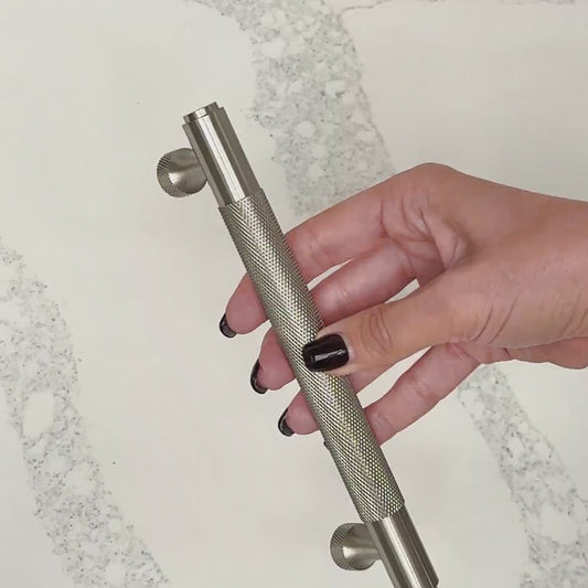Brass Knurled Cabinet Handles in Silver