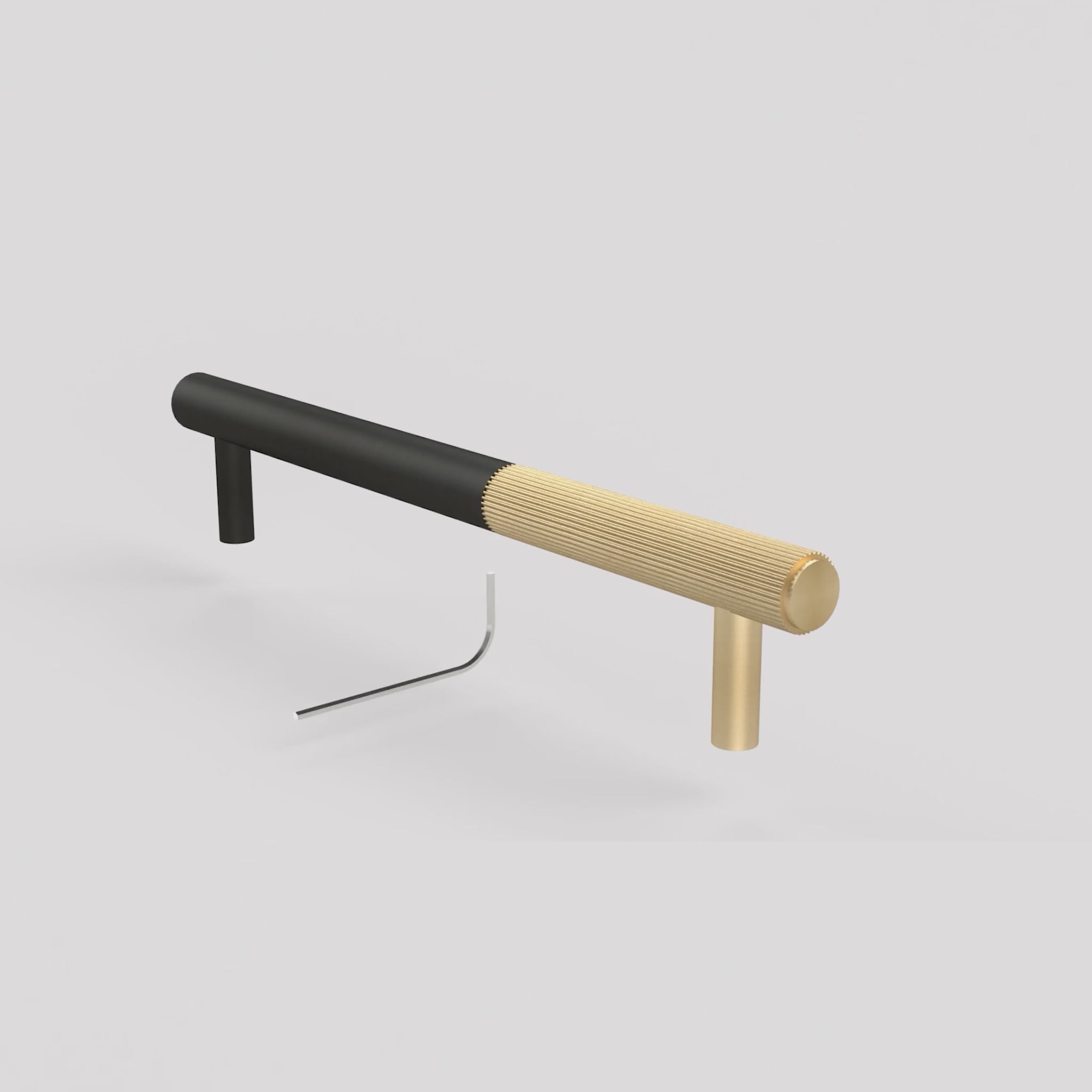 Black Brass Linear Cabinet Handle with Tip in Gold