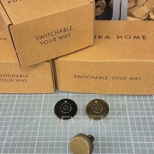 Bronze Brass Linear Door Knobs with Tip In Antique