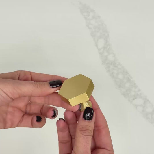 Brass Hexagonal Door Knobs in Gold