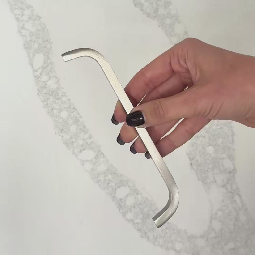 Brass Curved Cabinet Handles in Silver