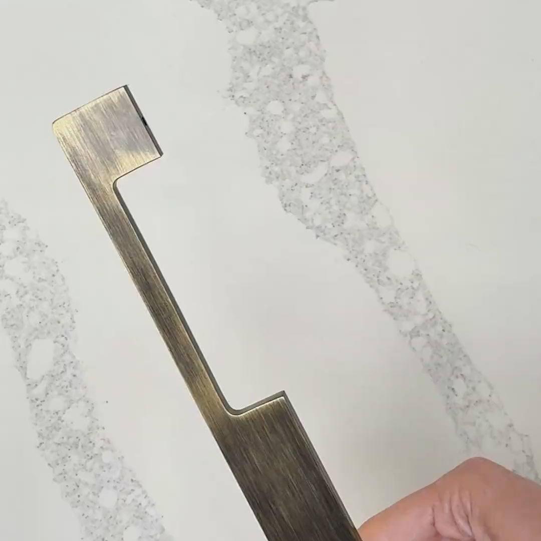 Brass Slimline Cabinet Handles in Antique