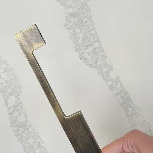 Brass Slimline Cabinet Handles in Antique