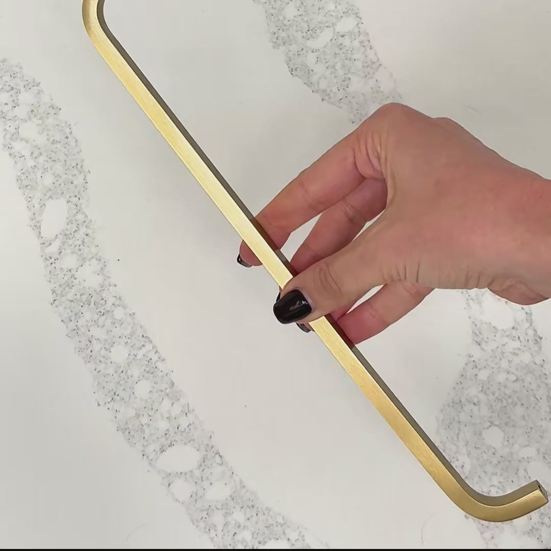 Brass Curved Cabinet Handles in Gold