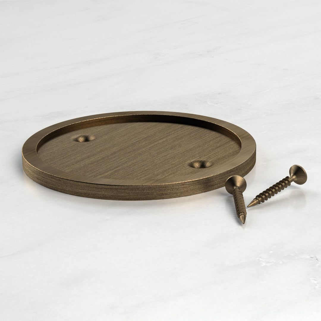 Brass & Leather Symbol Door Plaque in Antique Gold