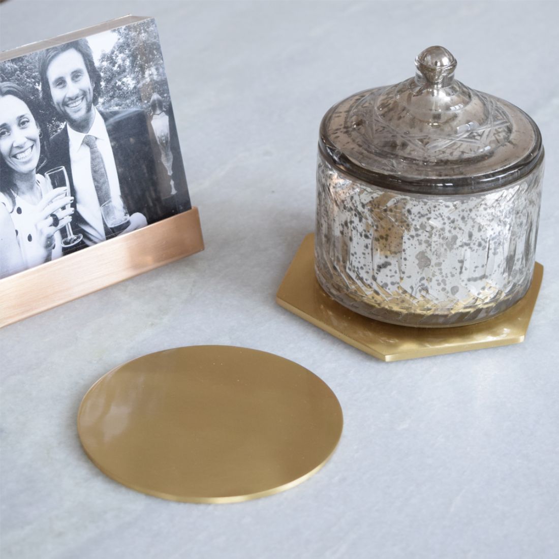 Brass Round Drinks Coaster in Gold