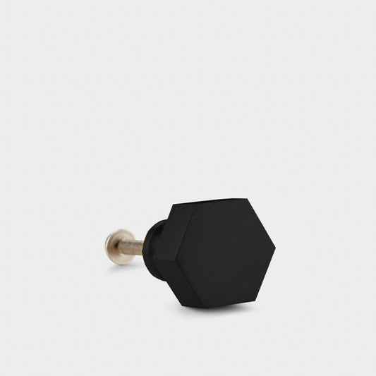 Hexagonal Door & Cabinet Knobs in Black