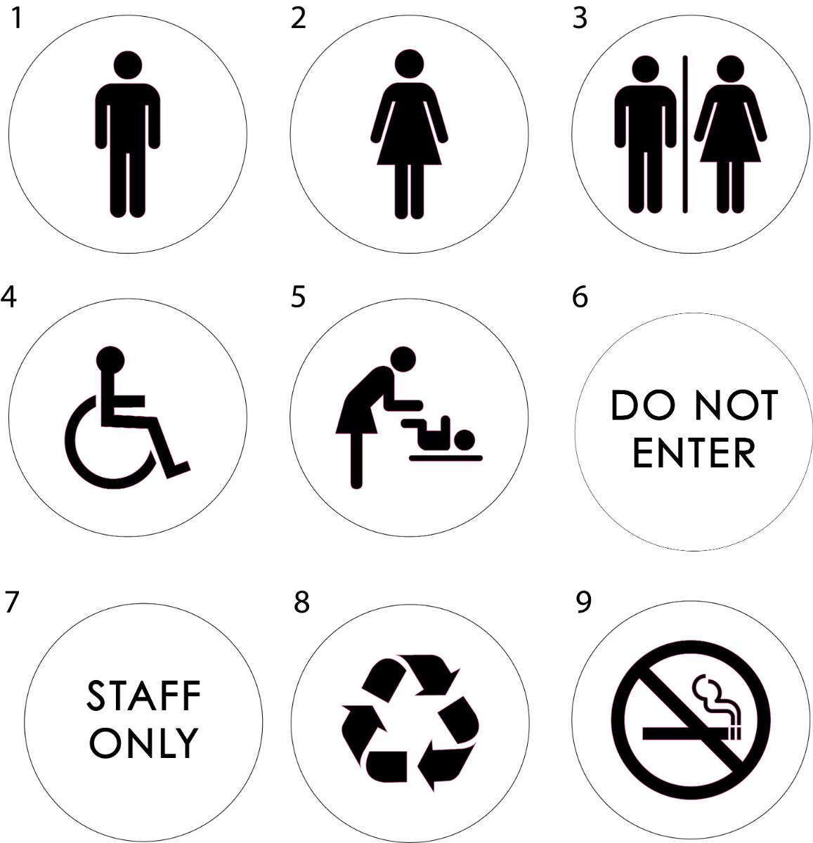 Brass & Leather Symbol Door Plaque in Black