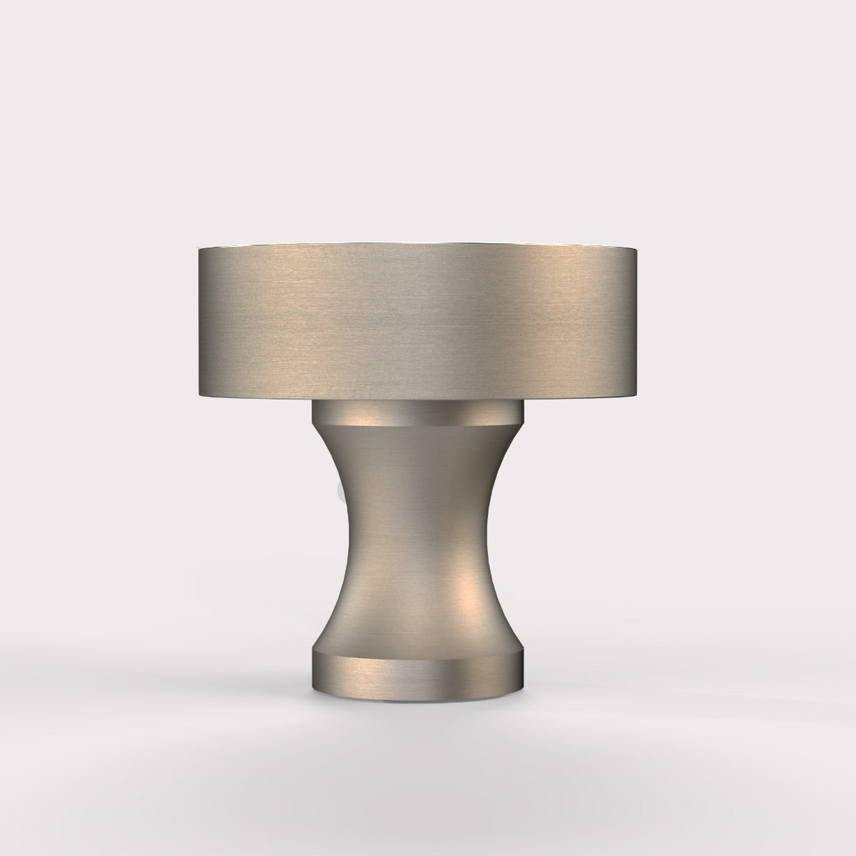 Brass & Brown Leather Round Door Knobs in Silver